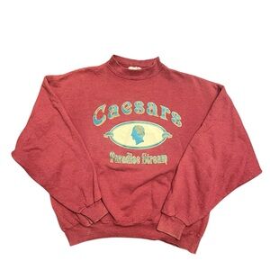 VINTAGE Caesars Paradise Sweatshirt Mens Maroon Las Vegas 80s 90s Pullover L